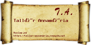 Tallér Annamária névjegykártya
