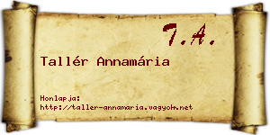 Tallér Annamária névjegykártya